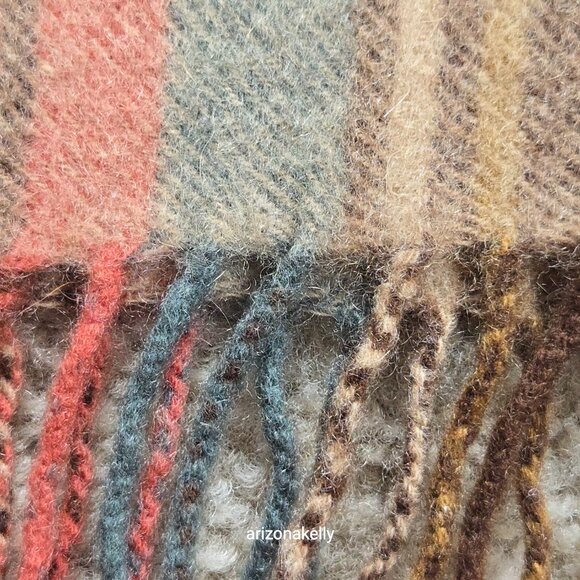 NWOT Antique Stewart Tartan Wool Scarf Oversized with Fringe - Picture 8 of 12